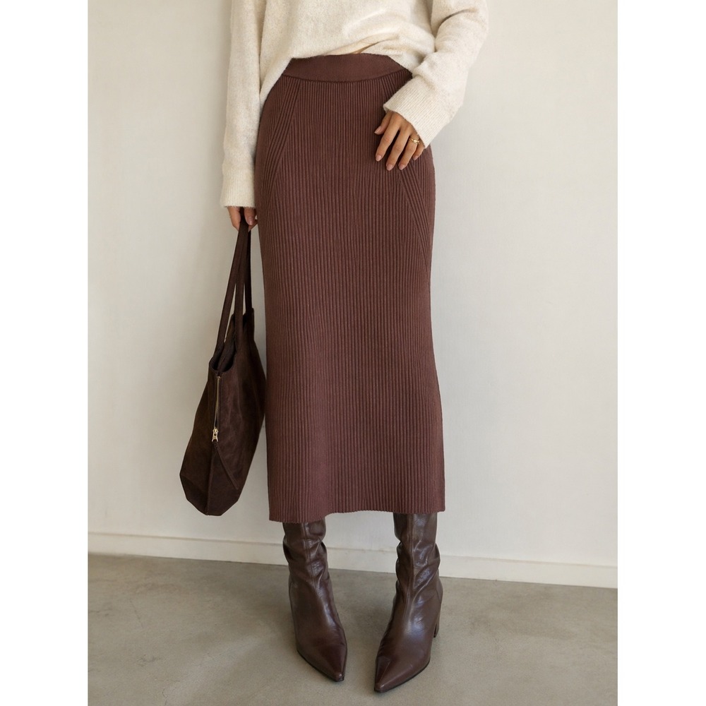 Abercrombie & Fitch Elevated Ribbed Sweater Midi Skirt NWT Large Chocolate Brown